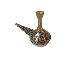 Vintage Cast Brass Asian Style Miniature Tea Pot Figures Foo‎ Dog Flowers 3"